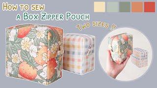 How to sew a box zipper pouch in two sizes  diy square zipper pouch  square zipper pouch tutorial