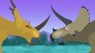 Dinosaurs cartoons battles Triceratops vs Styracosaurus  DinoMania