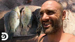 Ed monta armadilhas para caçar pássaros e peixes  Ed Stafford o sobrevivente  Discovery Brasil