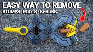 EASY Way to REMOVE ROOTS STUMPS & SHRUBS - Brush Grubber