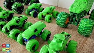Big Monster Trucks Reveal For Kids  Grave Digger Earth Shaker