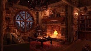 Cozy Hut Ambience - Gentle Night Rain & Fireplace