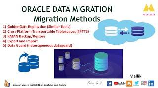 Oracle Database Migration Methods - Goldengate Transportable Tablespace RMAN Export - Import & DG