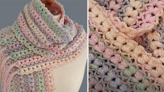 شال كروشيه مستطيل سهل وسريعcrochet shawl