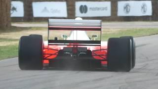 Bruno Senna takes Ayrton Sennas Original V12 McLaren Mp46 F1 Car up the Goodwood Hill