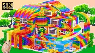 DIY Build Colorful Rainbow House with Water Slides and Underground Pool By Lego Magnetic