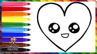 Cómo Dibujar Un Corazón  Dibuja y Colorea Un Lindo Corazón Arcoiris  Dibujos Para Niños