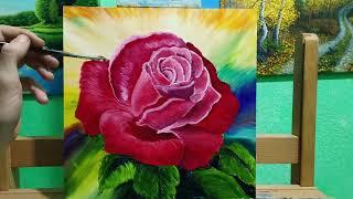 Как написать розу масломOil Painting Time Lapse rose oil