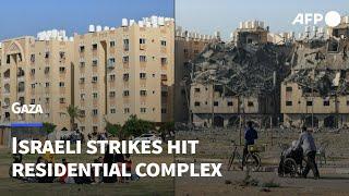 Moment Israeli strikes hit residential complex in Gazas Khan Yunis  AFP