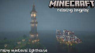 Rainy Medieval Lighthouse - Minecraft Relaxing Longplay 1.20 No Commentary