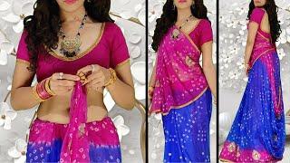 Learn How To Wear Gujarati Style Saree  Sidha Pallu Saree Draping In Gujarati Style