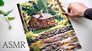 ASMR Drawing a Wooden House very relaxing no talking
