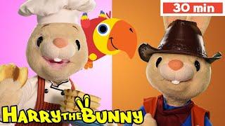Harry & Larry Pretend Play Cowboy & Baker  Prepositions & Animals for kids  Educational fun videos