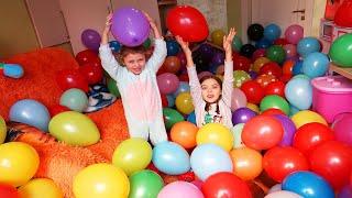 Balloon room  Children Play and Break Balloons  Kids Video