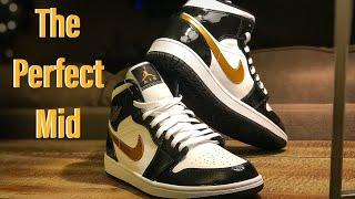 Air Jordan 1 Mid SE Black and Gold Patent Leather Review and On Foot