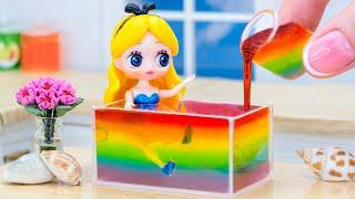 Wonderful Miniature Disney Princess Rainbow Jelly Decorating  Tiny Swimming Pool Jelly Recipe