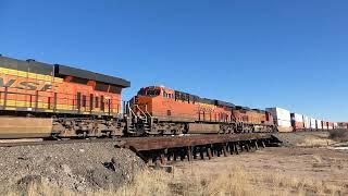 BNSF freight train accelerates out of Louviers Colorado