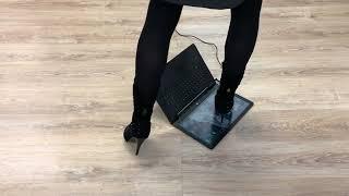 Girl hard crush laptop with high heels boots