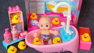 69 Minutes Satisfying with Unboxing Cute Pink Baby Bathtub Playset Real Working Water Soap ASMR
