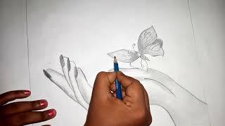 How to draw beautiful butterfly in hand #art #howtodraw #drawing  #howtodrawstepbystep  