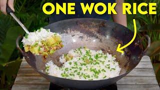 Make a stir fry cook rice on top 箜饭