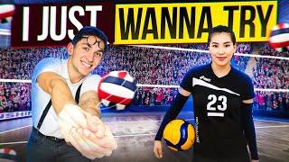 Nerd vs Volleyball Team Pretended to be a Beginner