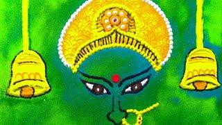 Durga Devi rangoli  Navratri rangoli l Beautiful Green Colour Rangoli Design l easy rangoli