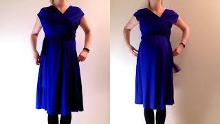 VeNove Blue Maternity and Nursing Dress -  with a belly and without