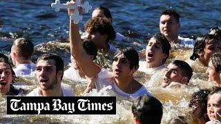 The cross goes to George Stamas 16 at Epiphany dive in Tarpon Springs