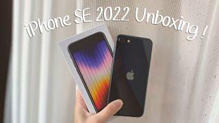 aesthetic unboxing iPhone SE 2022 in midnight + accessories 