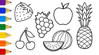 FRUIT DRAWING 10 FRUITS DRAWING Easy Drawings And Coloring Videos