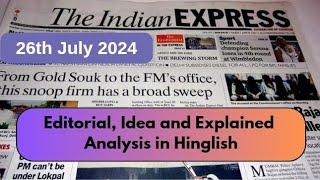26th July24  Mineral Roaylity Health WHO Food Contamin  Indian Express Analysis  Gargi Classes