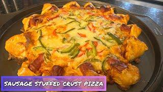 Easy Delicious SAUSAGE STUFFED CRUST PIZZA  HOT DOG STUFFED CRUST PIZZA  সহজ সুস্বাদু পিৎজা  4K