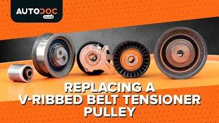 How to change a V-ribbed belt tensioner pulley AUTODOC TUTORIAL