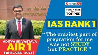 Aditya Srivastava IAS Rank 1  Tete-a Tete with a Topper  Complete Strategy  ForumIAS