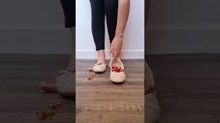 Crushing cheese cake in my shoes - Bare foot - Squishy ASMR