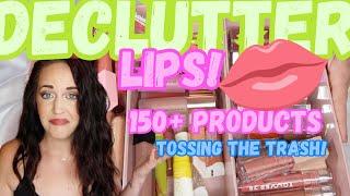  HUGE LIP DECLUTTER Swatching 150+ lip products