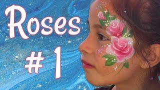 Face Painting Roses- Part 1 Easy and Fast Classic One-stroke ROSE tutorial