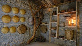 Duongs FINISHING the Interior In the Off Grid Tiny Cabin  Stone cabin in the mountains