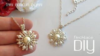 Güneş kolye yapımı  Sun Necklace. How to make beaded Necklace.DIY #pearl