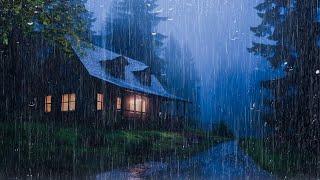 HEAVY RAIN on Roof for Deep Sleep & Insomnia Relief  Night Thunderstorm for Insomnia Relax ASMR