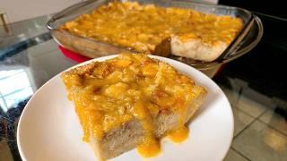 Southern Peach Bread Pudding with peach rum sauce