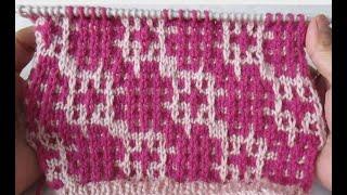 Mosaic knitting slip stitch 2 color pattern knit247