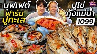 บุฟเฟต์ปูทะเลไข่ กุ้งแม่น้ำยักษ์ ร้านอยู่กรุงเทพแต่มีฟาร์มปูหลังร้าน  ไอซ์ซัด แบงค์โซ้ย