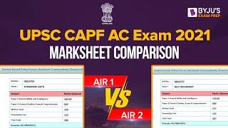 UPSC CAPF AC Exam CAPF AC  AIR 1 vs AIR 2 Marksheet Comparison I CAPF AC 2023 Exam