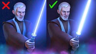 Obi-Wan vs Maul with THICK Lightsabers - REMASTERED