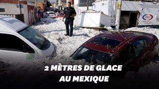 Mexique Guadalajara recouverte par la glace après une tempête de grêle