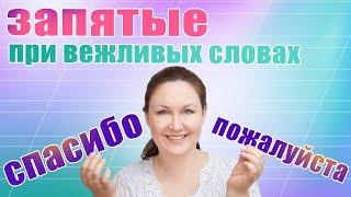 Как ставить запятые со словом пожалуйста спасибо здравствуйте до свидания.