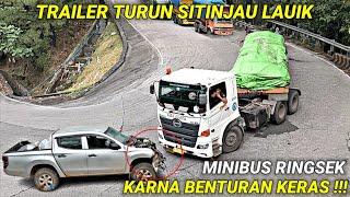 PARAAH Minibus Ringsek Karna Benturan Keras Rombongan Trailer Siba Surya Lewat Sitinjau Lauik 