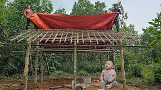 Full video of building a bamboo house with palm leaves and receiving help from Ly Phuc Loc soldiers